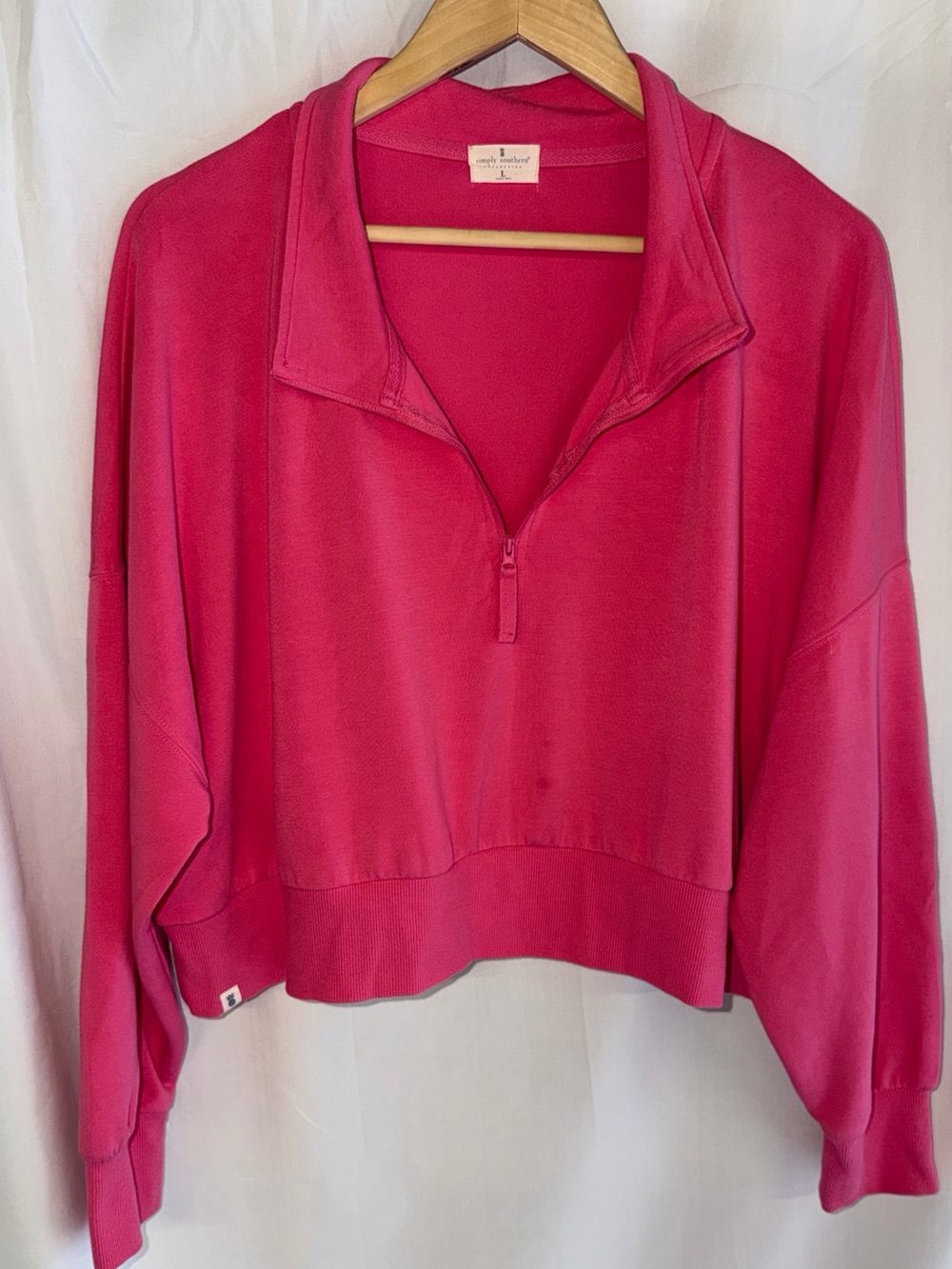 Simply Southern Hot Pink Quarter-Zip Pullover